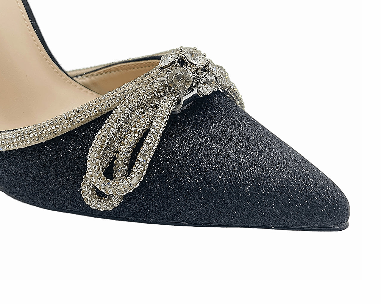 Ankle Strap Glitter Diamante Heel Shoes