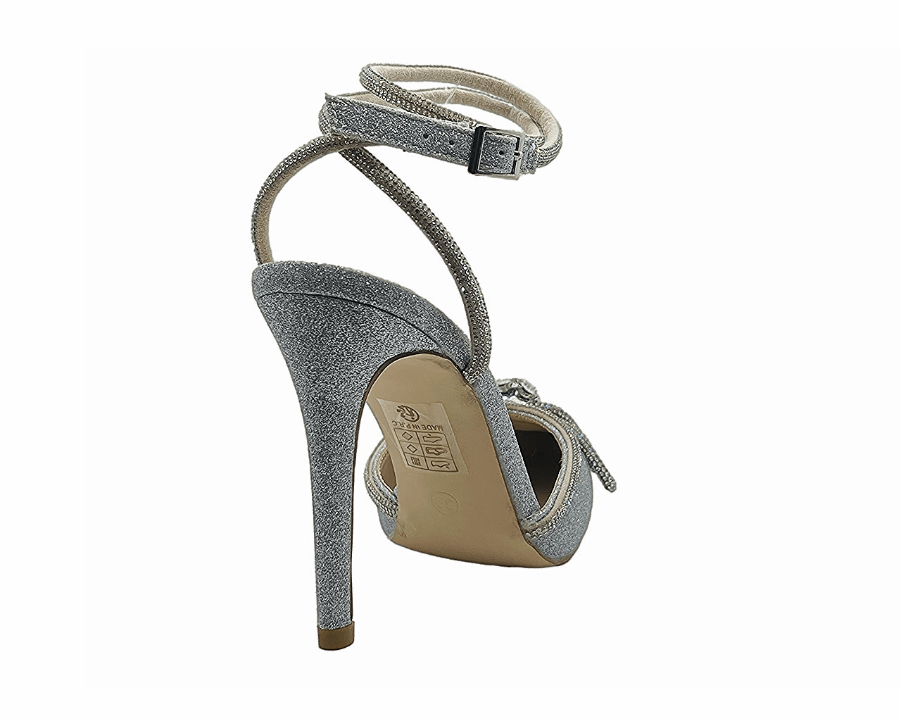 Ankle Strap Glitter Diamante Heel Shoes