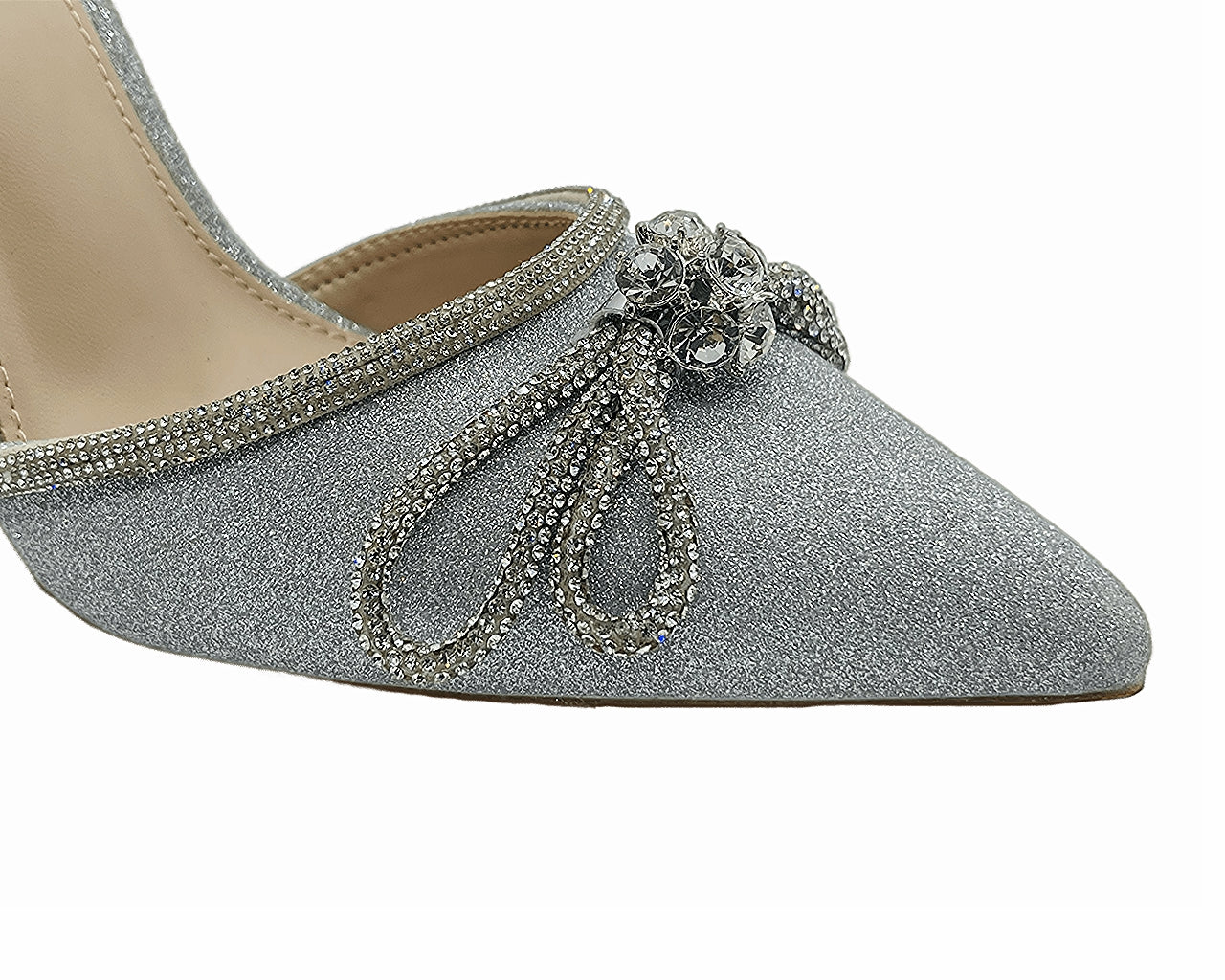Ankle Strap Glitter Diamante Heel Shoes
