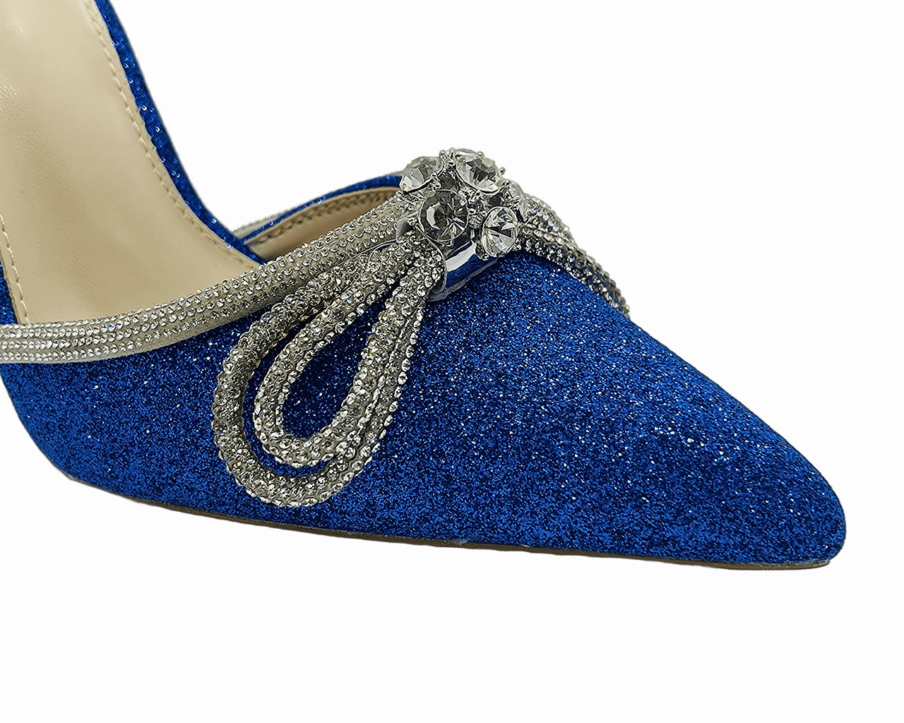Ankle Strap Glitter Diamante Heel Shoes