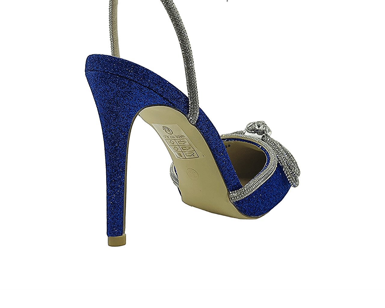 Ankle Strap Glitter Diamante Heel Shoes