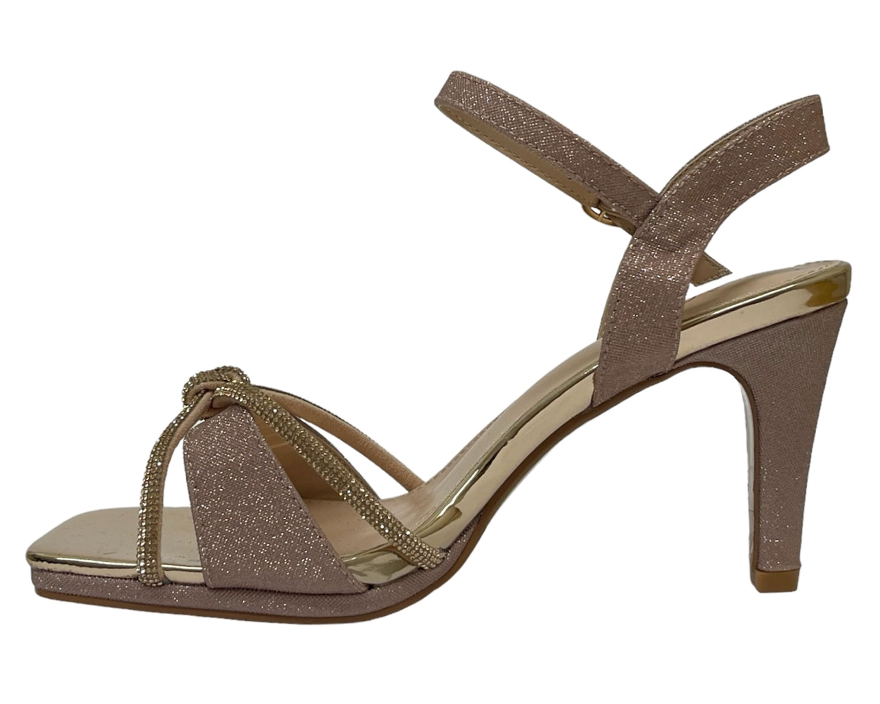 Glitter Ankle Strap Stiletto Heel Shoes