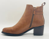 Women's Faux Leather Block Heel Ankle Boots