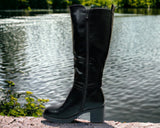 Women's Block Heel Knee High Faux Leather Boots