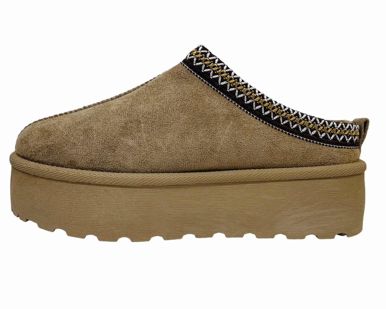 Faux Suede Aztec Platform Slip On Shoes