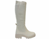 Women's Chunky Sole Knitted Knee High Boots