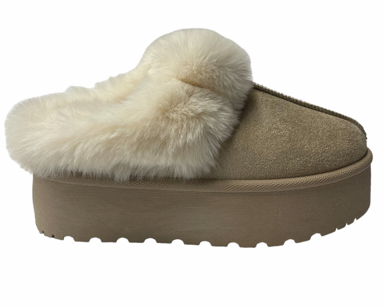 Faux Suede Platform Slip On fur Slippers