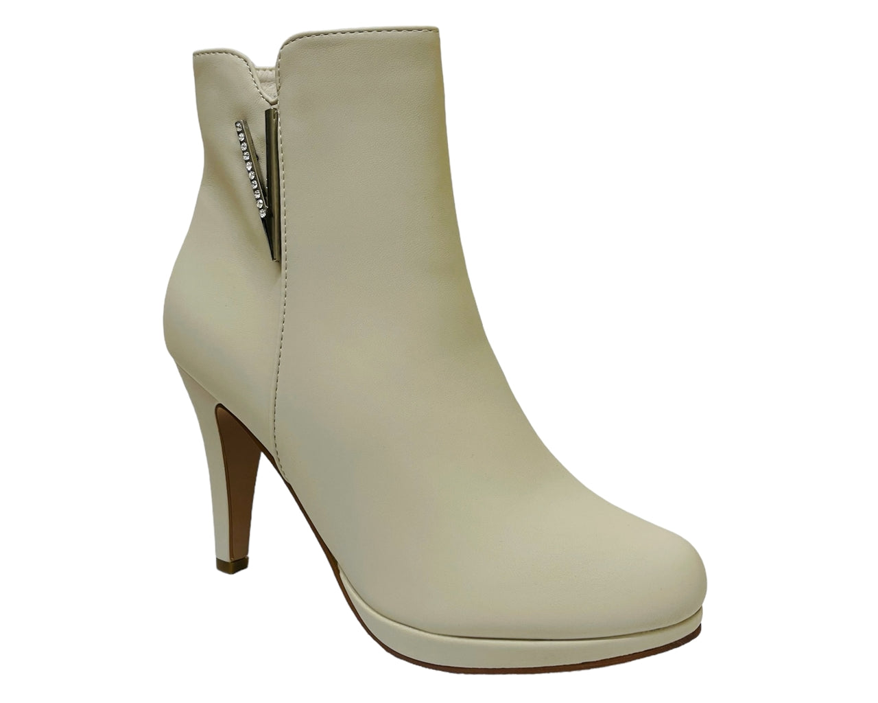 Faux Leather Round Toe Ankle Boots