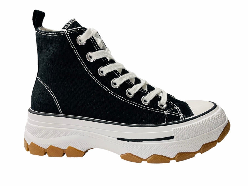 Chunky Sole Hi Top Canvas Trainers