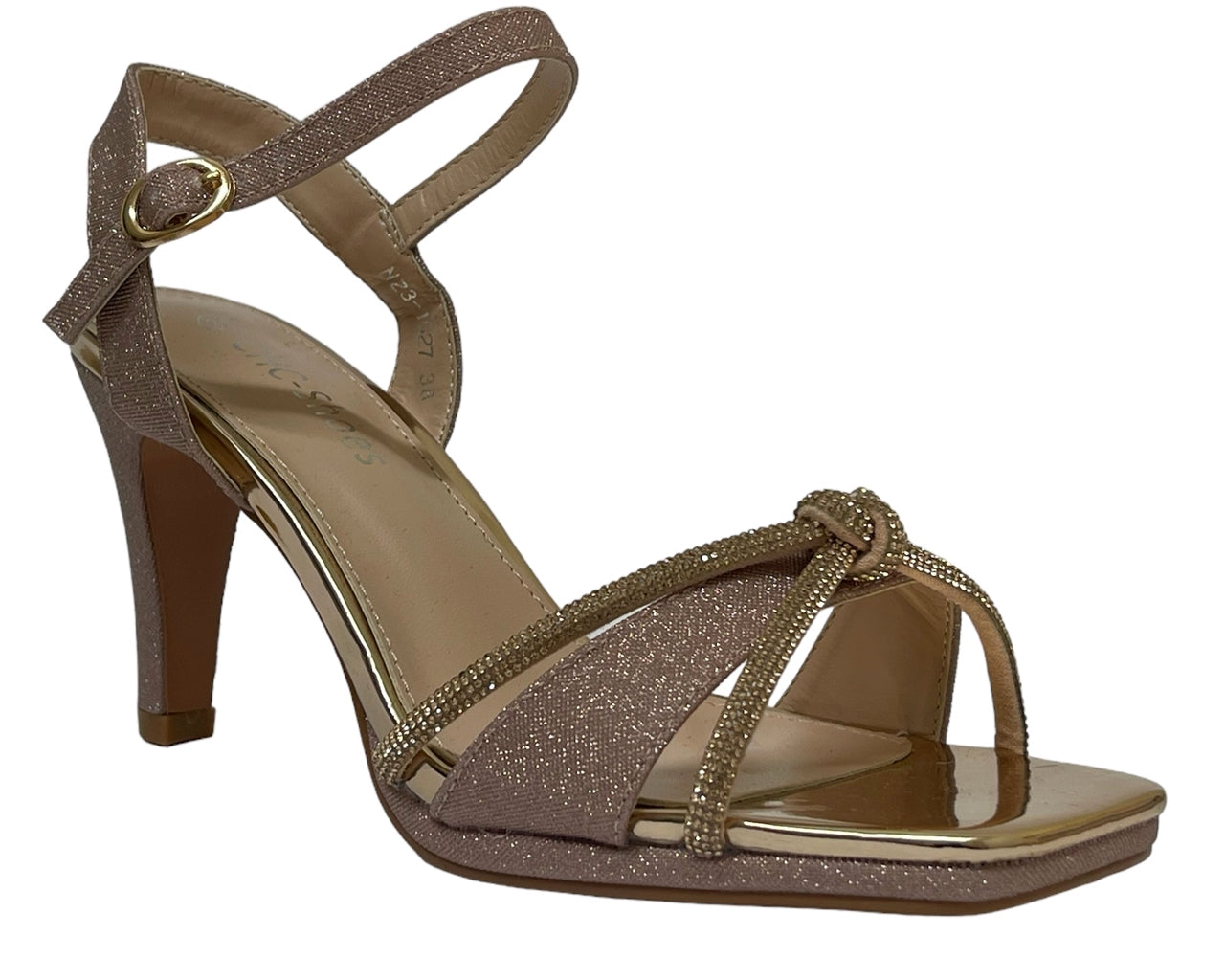 Glitter Ankle Strap Stiletto Heel Shoes