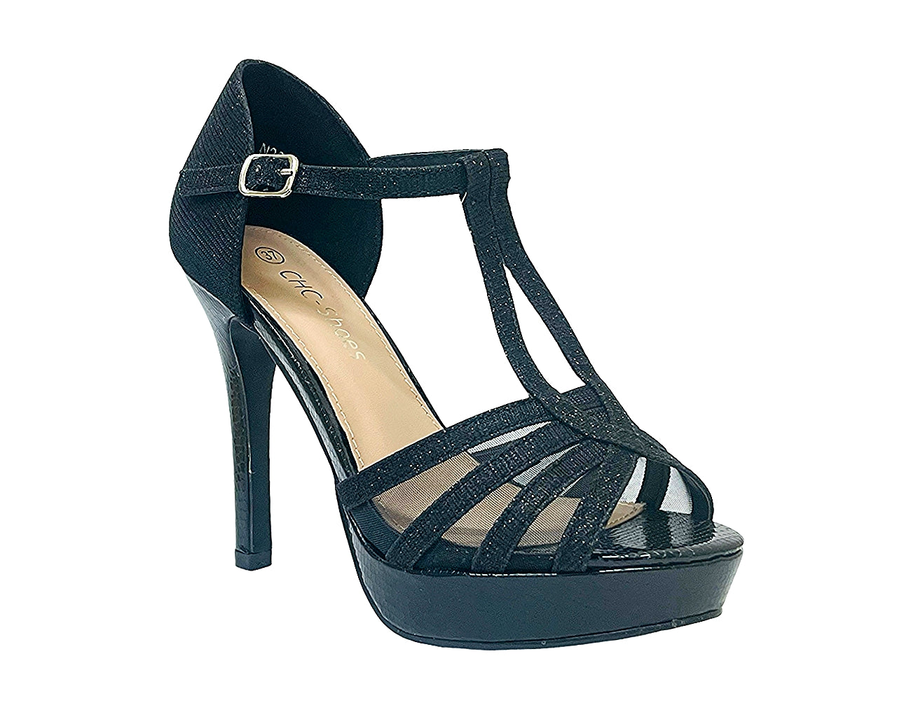 Glitter Stiletto Heel Platform Shoes