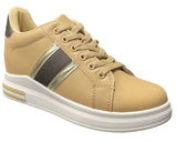 Women's Faux Leather Casual Lace Up Trainers