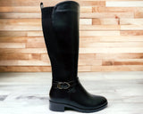 Women's Flat Sole Knee High Faux Leather Boots