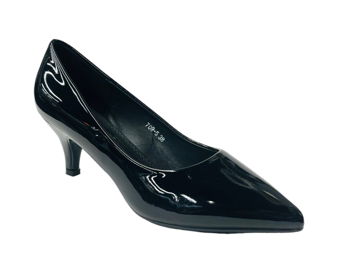 Stiletto Heel Faux Patent Leather Court Shoes