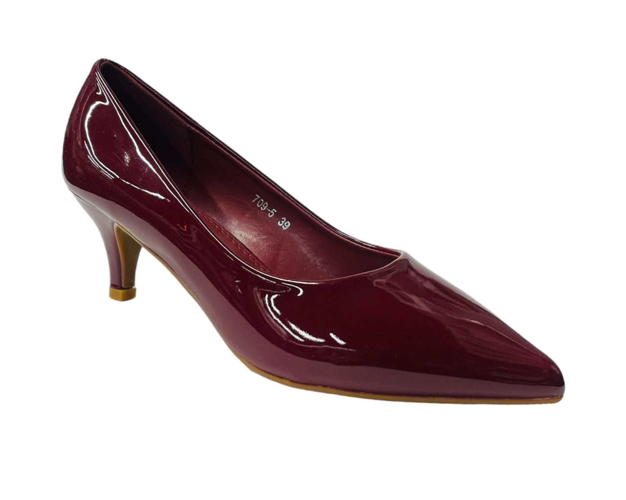 Stiletto Heel Faux Patent Leather Court Shoes