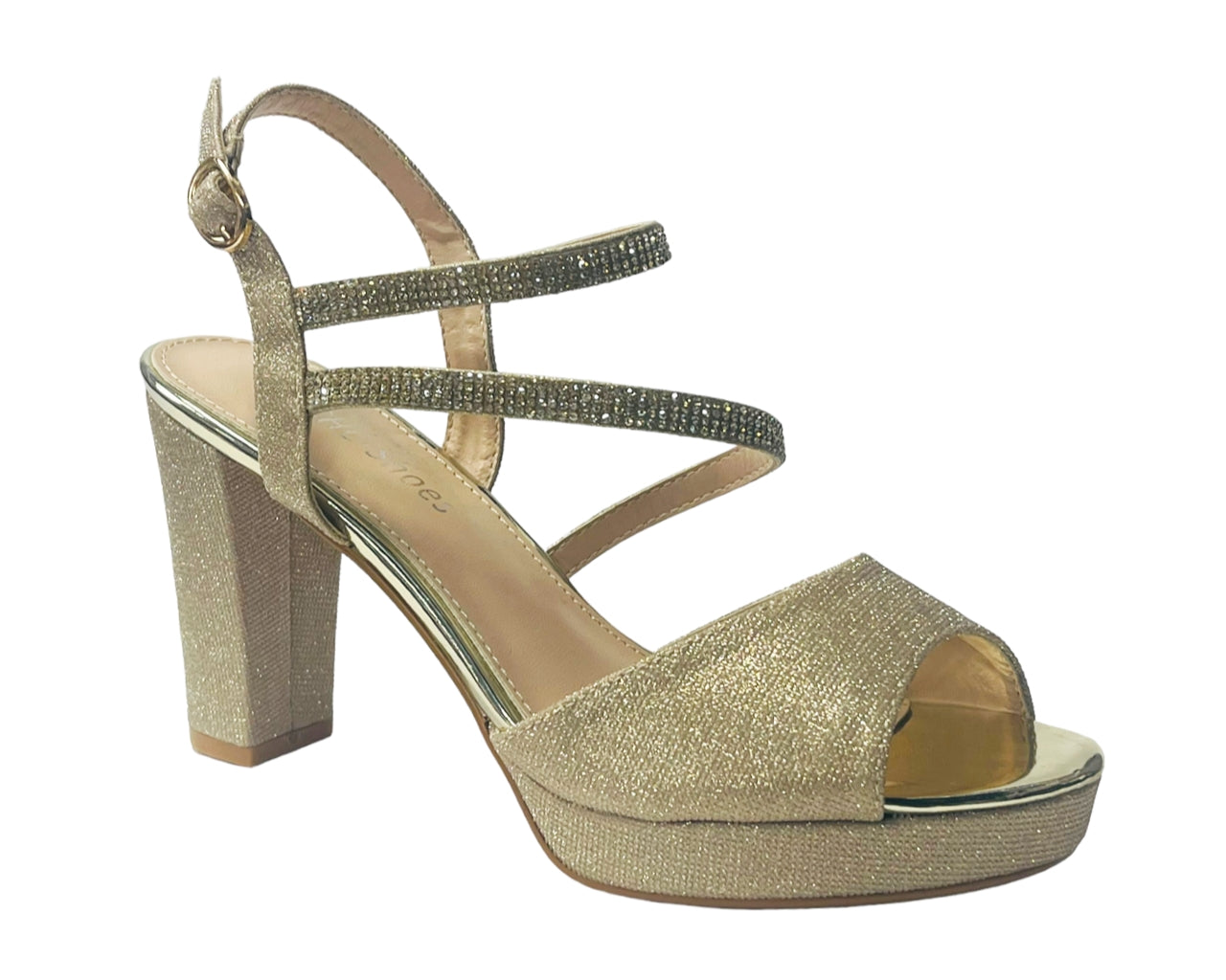 Women's Glitter Diamante Block Heel Platform Shoes