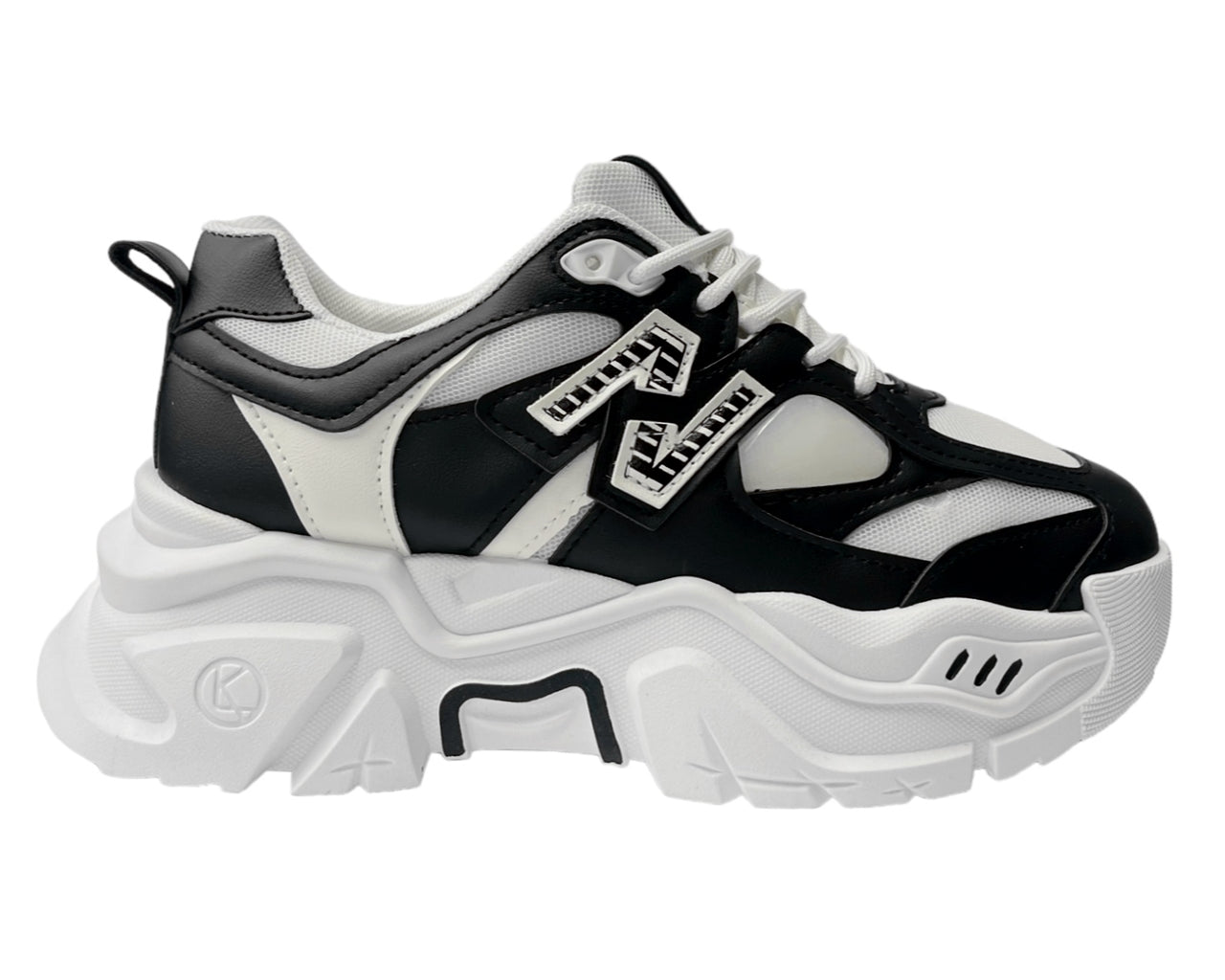 Faux Leather Chunky Sole Lace Up Trainers