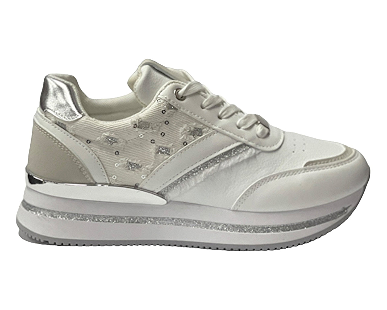 Faux Leather Chunky Sole Lace Up Trainers
