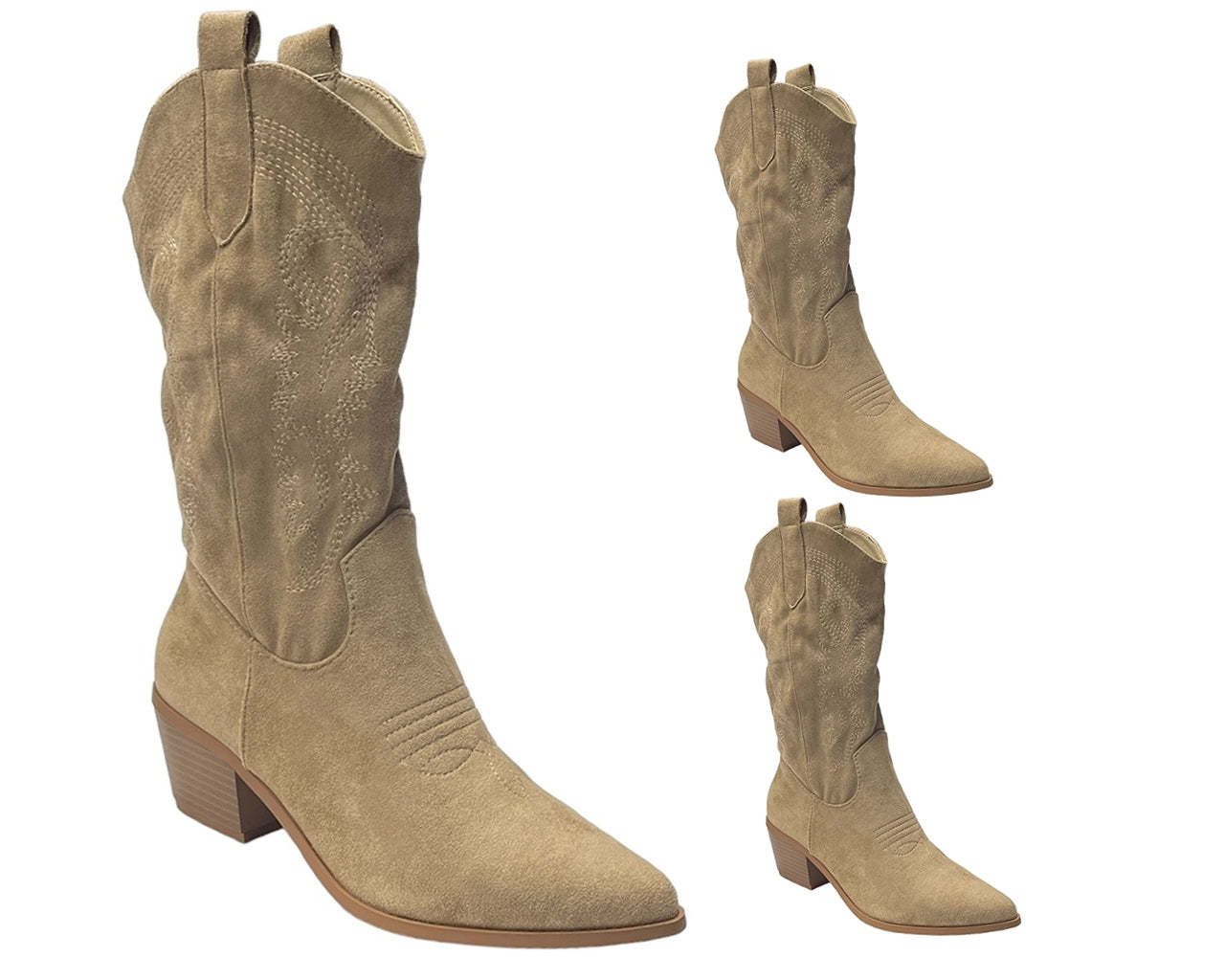 Western Embroidered Cowboy Mid Calf Boots