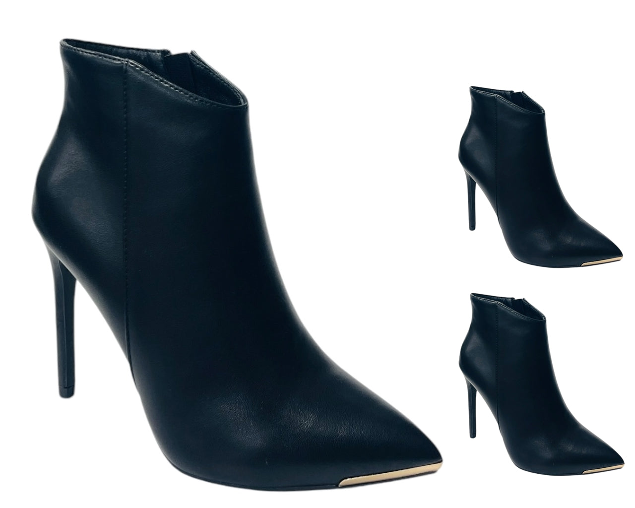 Faux Leather Stiletto Heel Ankle Boots