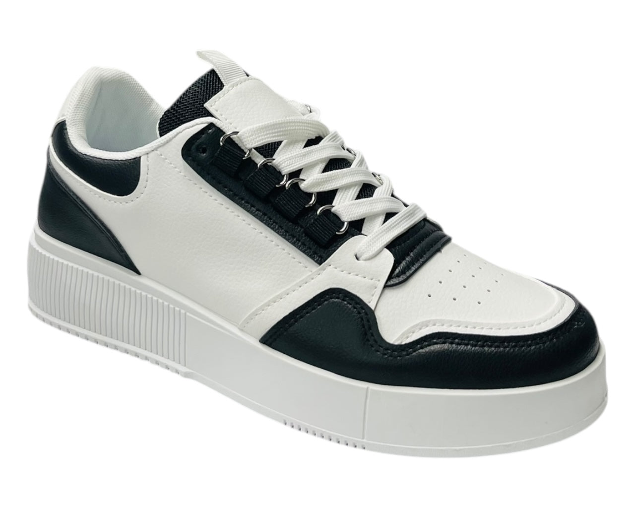 Faux Leather Casual Lace Up Trainers
