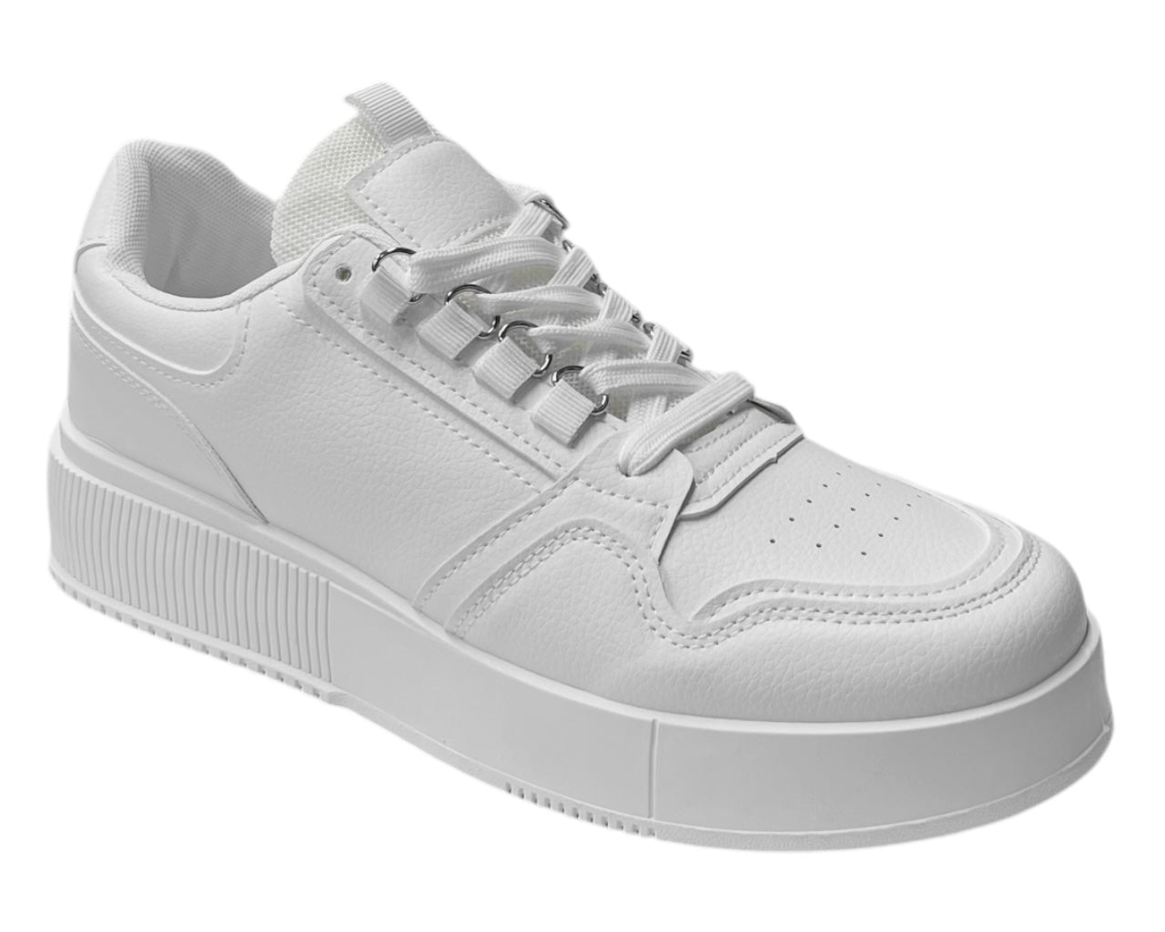 Faux Leather Casual Lace Up Trainers