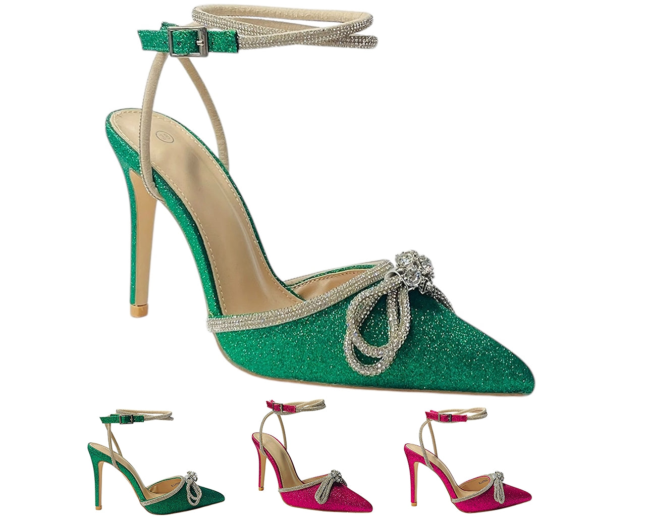 Glitter Diamante Stiletto Heel Shoes