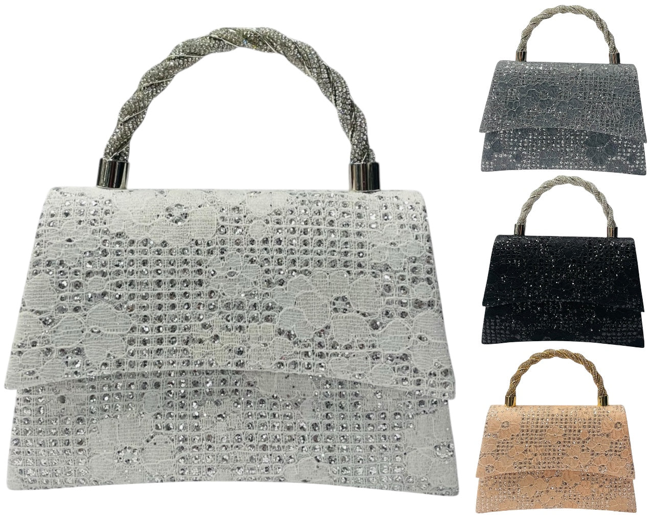 Diamante Glitter Clutch Tote Bag