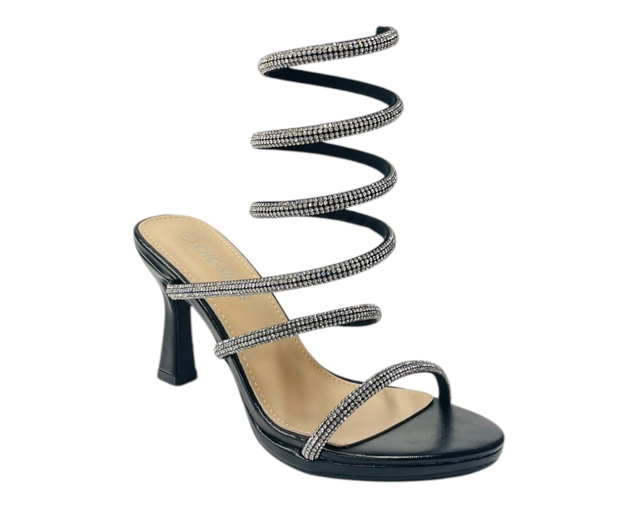 Diamante Snake Anklet Round Toe Sandals