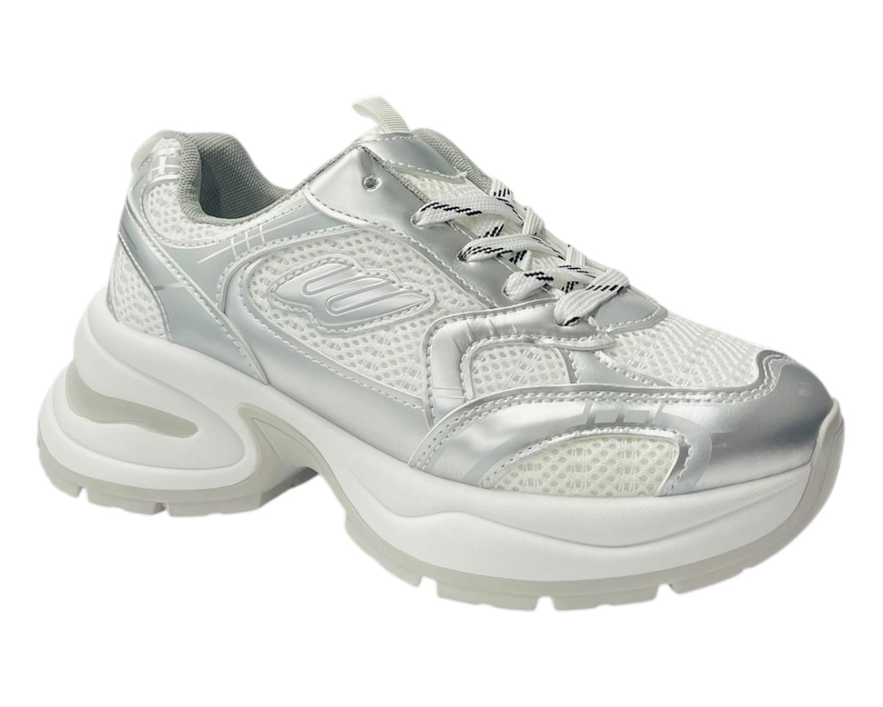 Chunky Sole Mesh Lace Up Sports Trainers