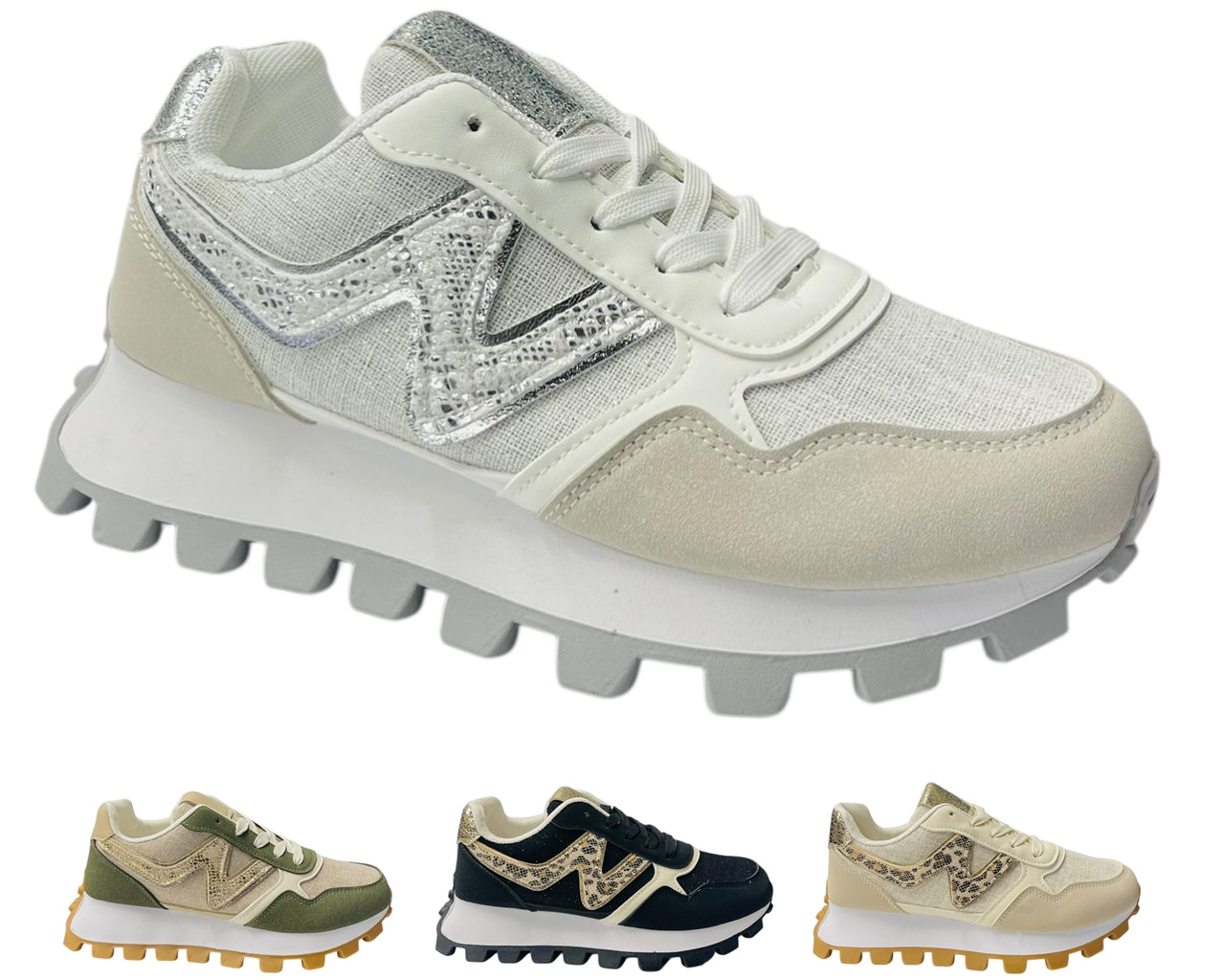 Chunky Sole Lace Up Sports Trainers