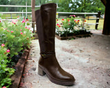 Women's Block Heel Knee High Faux Leather Boots