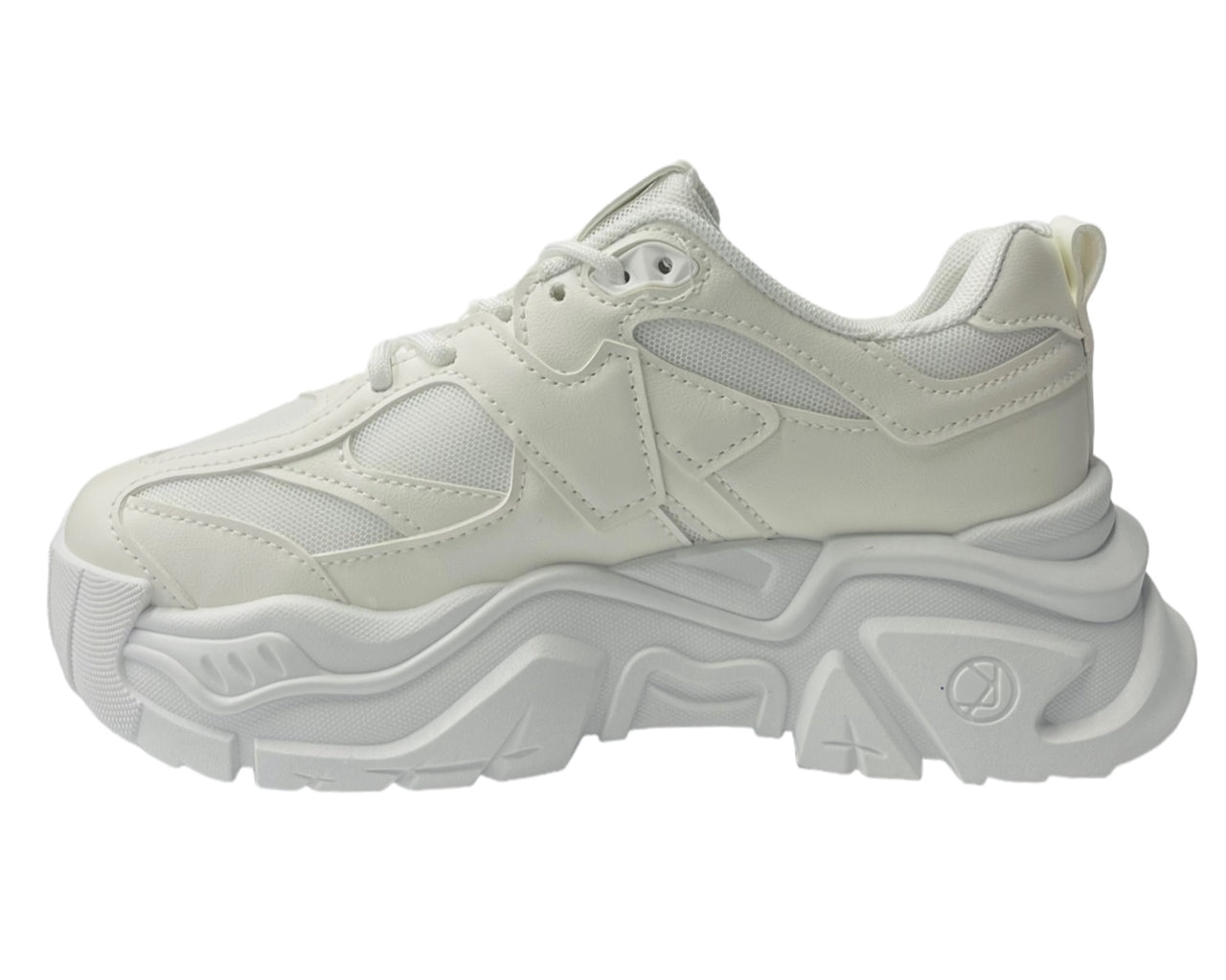 Faux Leather Chunky Sole Lace Up Trainers