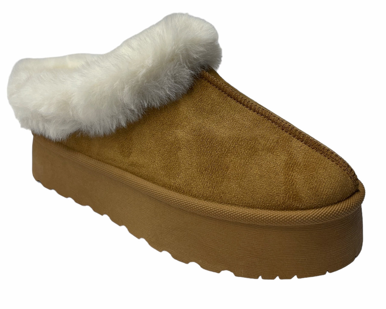 Faux Suede Platform Slip On fur Slippers