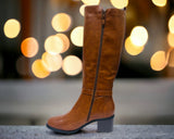 Women's Faux Leather Block Heel Knee High Boots