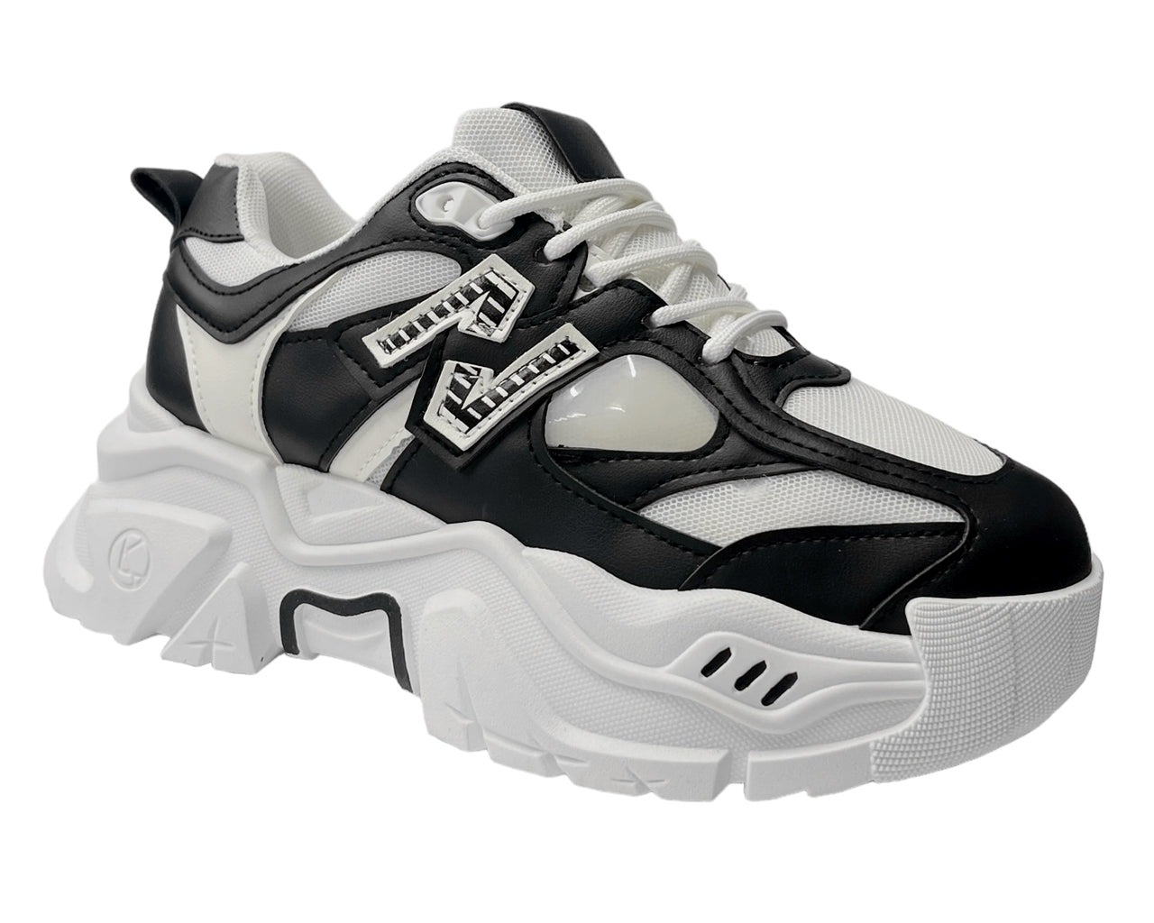 Faux Leather Chunky Sole Lace Up Trainers