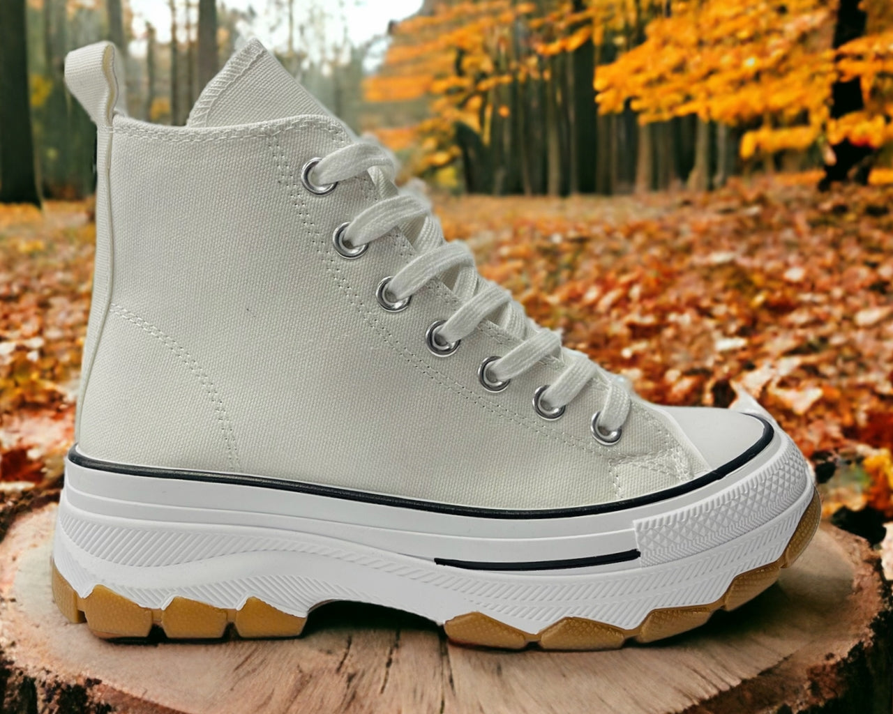 Chunky Sole Hi Top Canvas Trainers