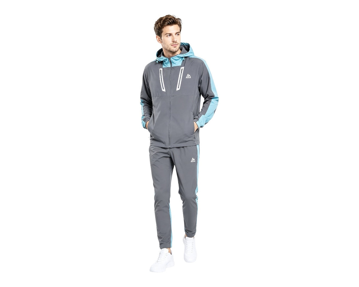 Colour Block Full Zip Hooded Tech Tracksuit