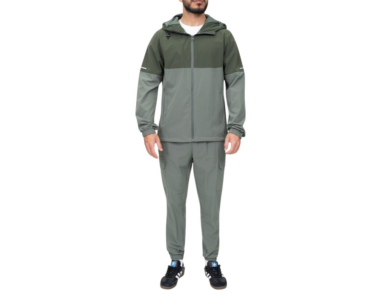 Colour Block Cargo Pant Hooded Tech Tracksuit