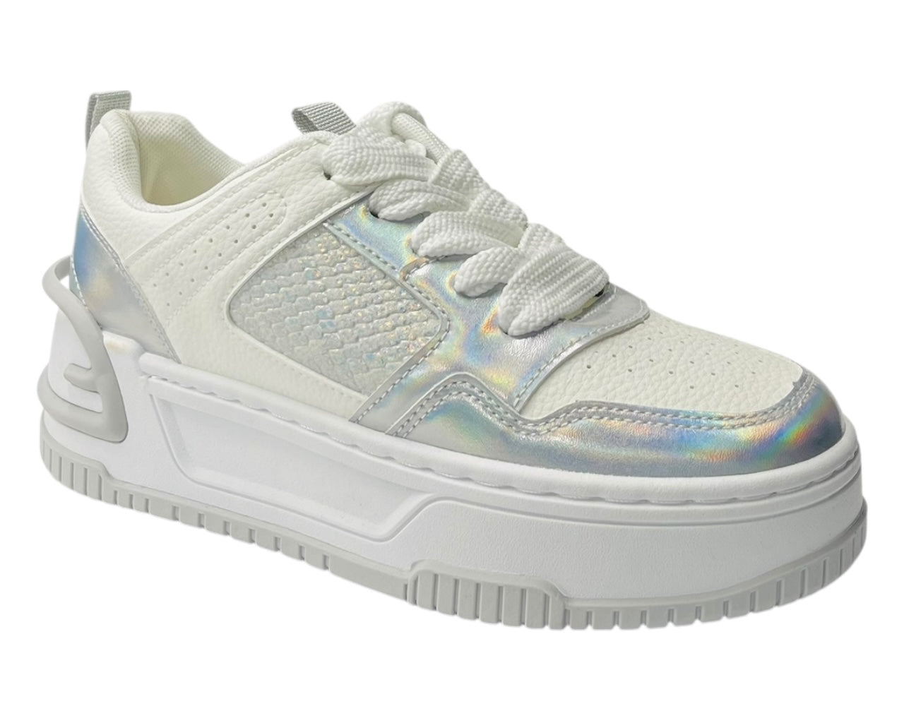 Platform Faux Leather Lace Up Trainers
