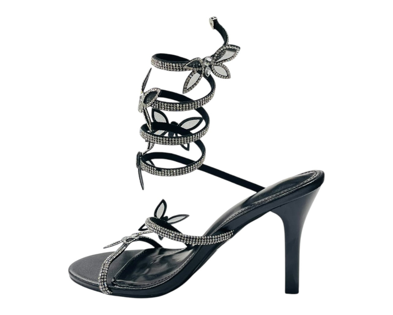 Butterfly Rhinestone Snake Anklet High Heel Sandals