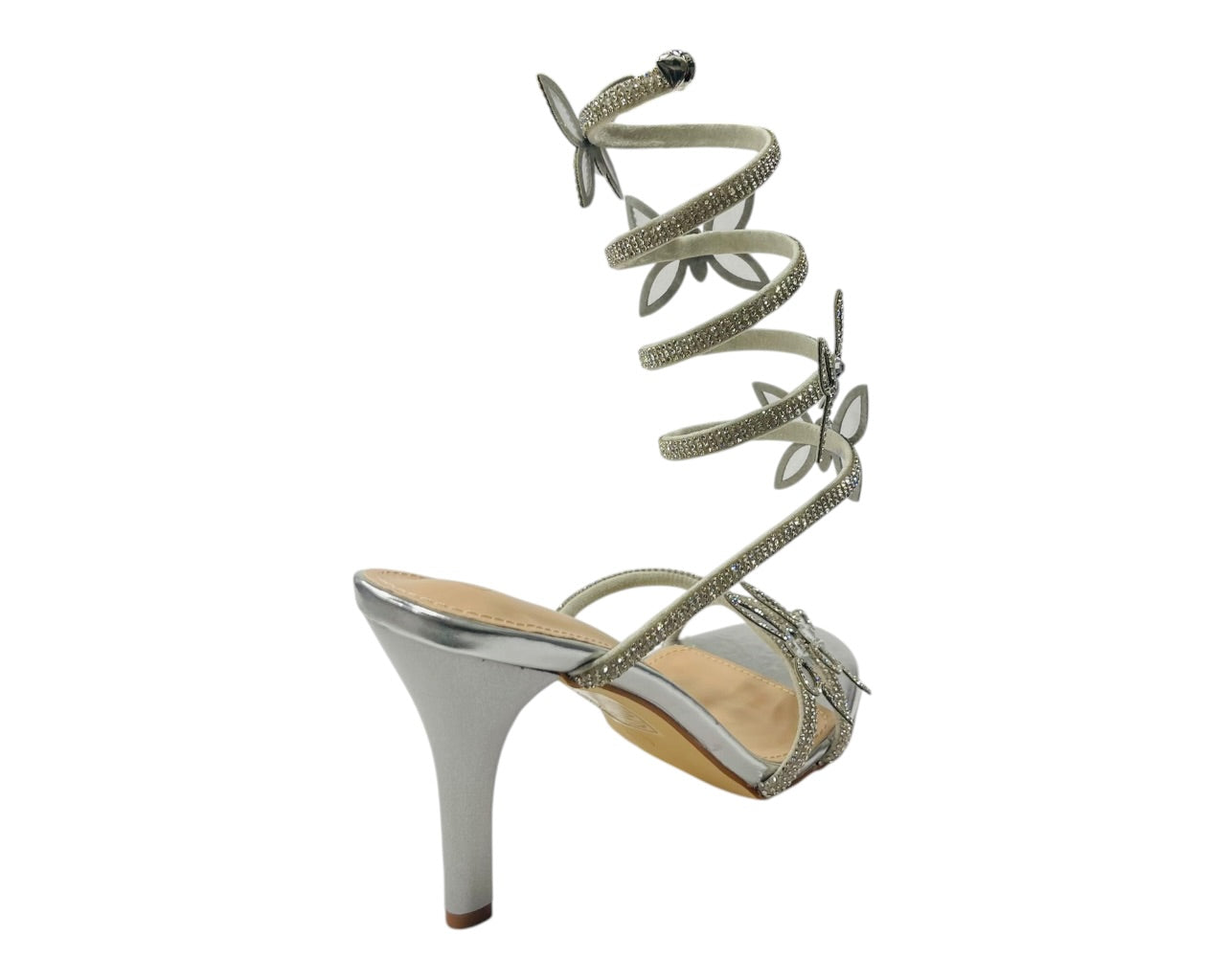 Butterfly Rhinestone Snake Anklet High Heel Sandals