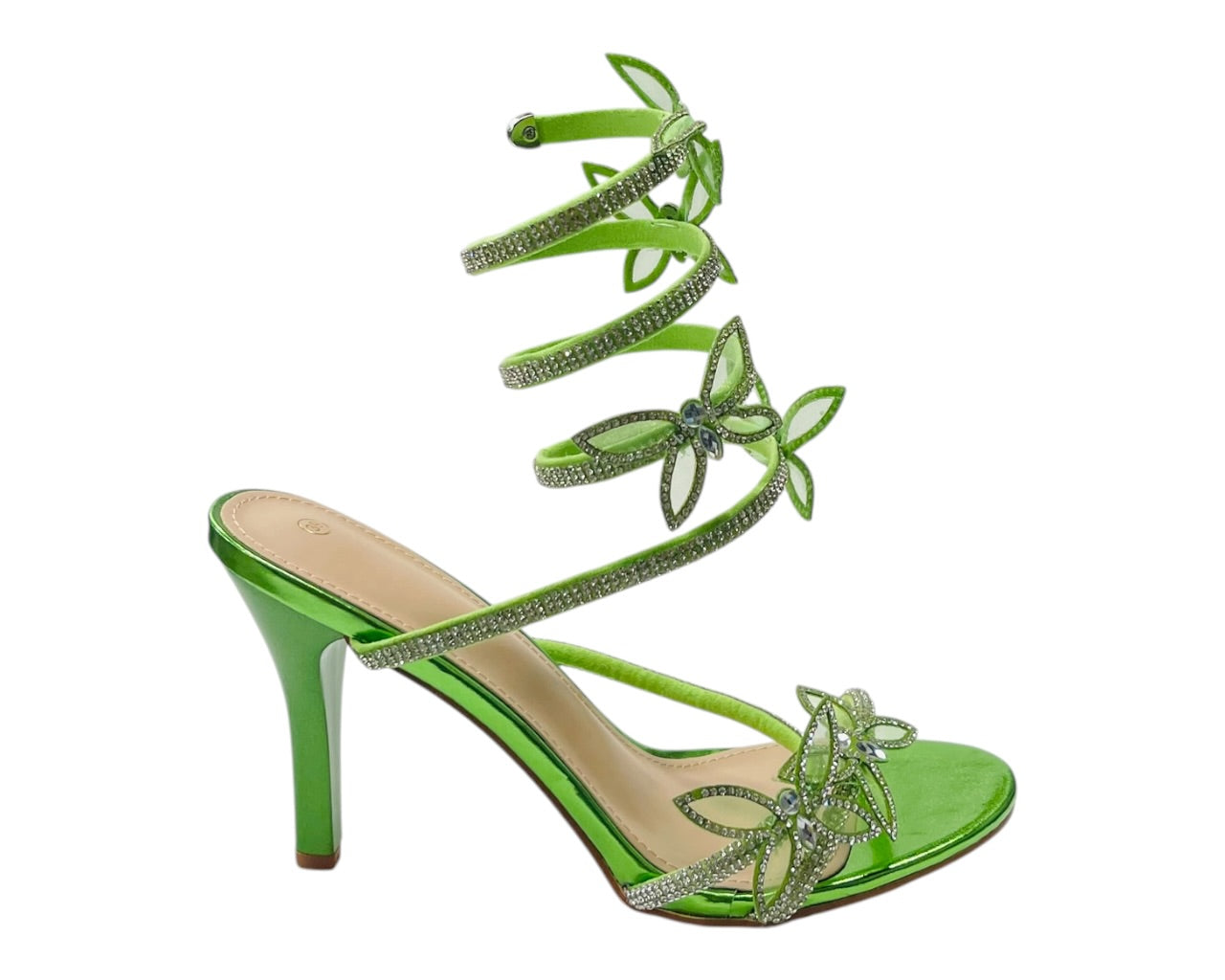 Butterfly Rhinestone Snake Anklet High Heel Sandals