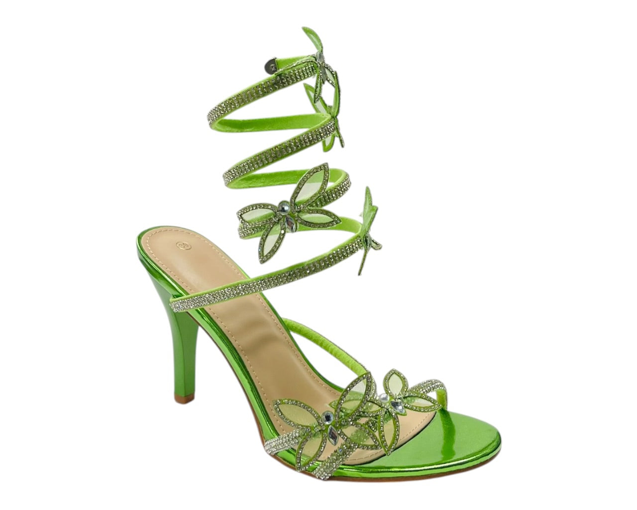 Butterfly Rhinestone Snake Anklet High Heel Sandals