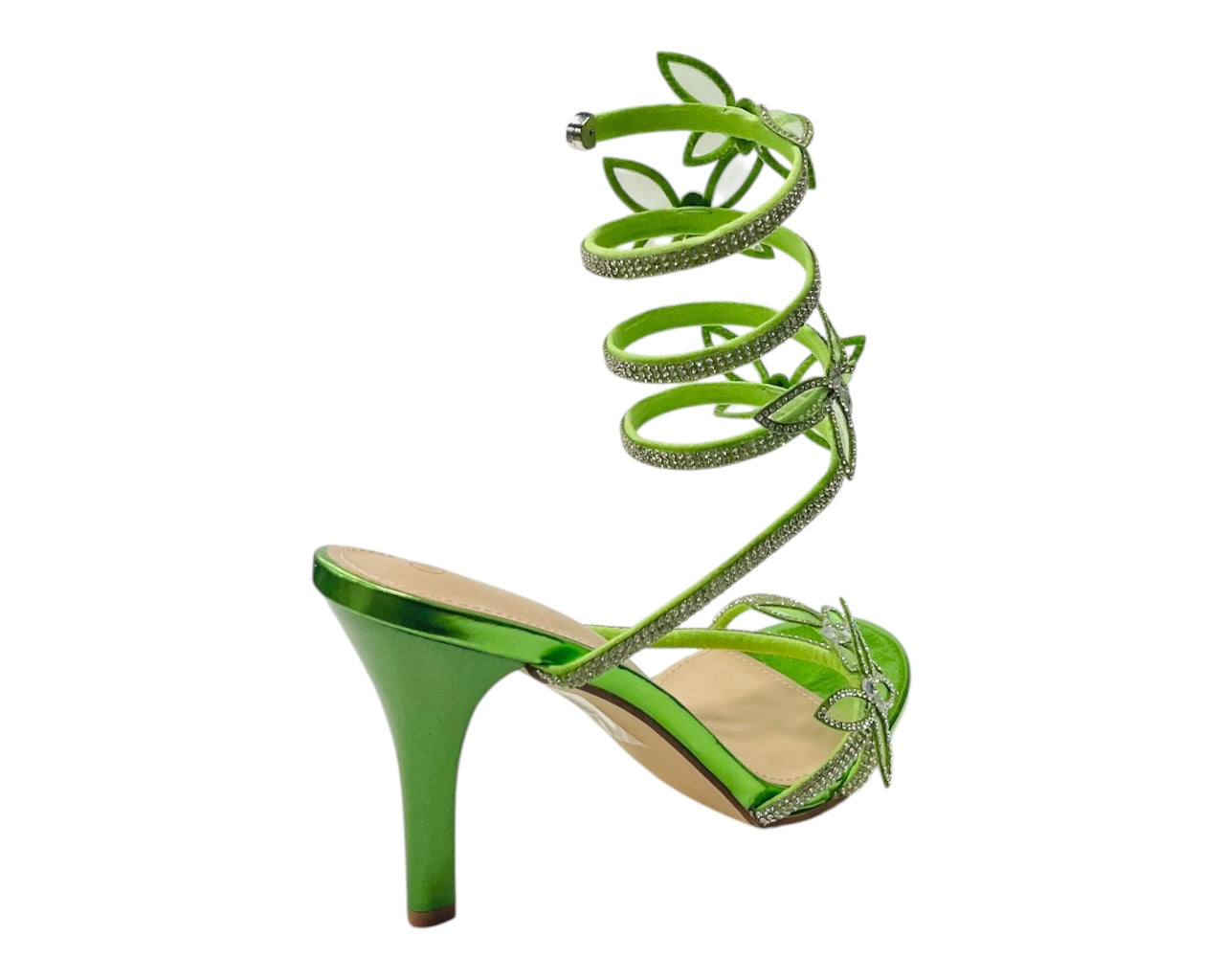 Butterfly Rhinestone Snake Anklet High Heel Sandals