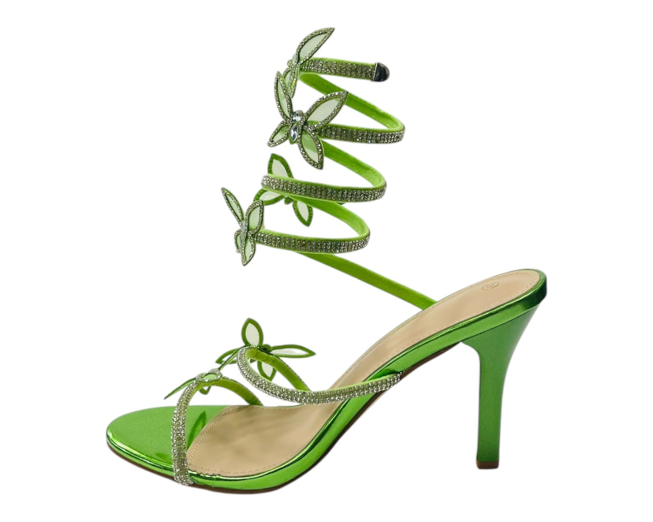 Butterfly Rhinestone Snake Anklet High Heel Sandals