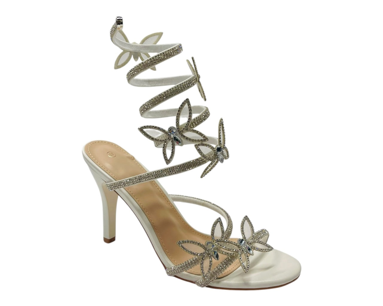 Butterfly Rhinestone Snake Anklet High Heel Sandals