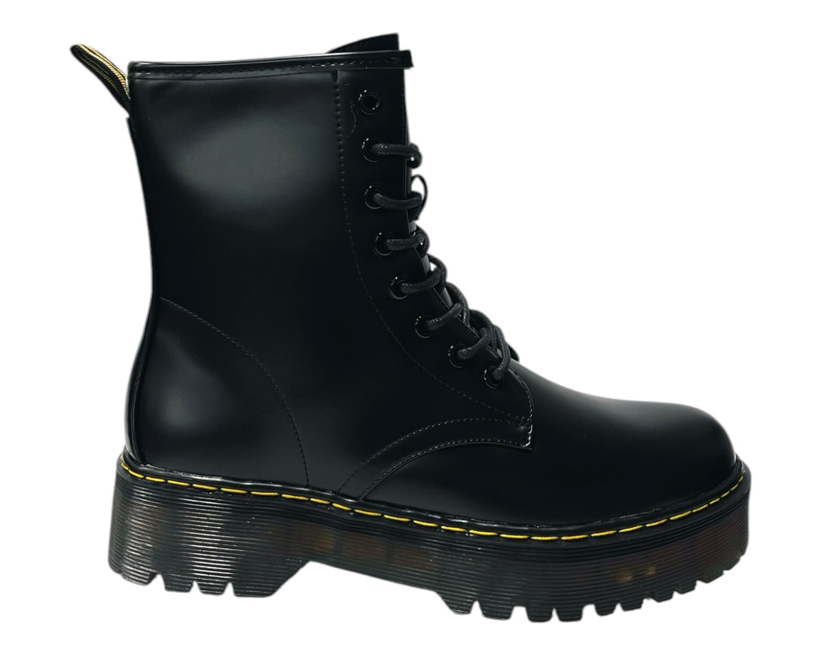 Platform Faux Leather Ankle Boots