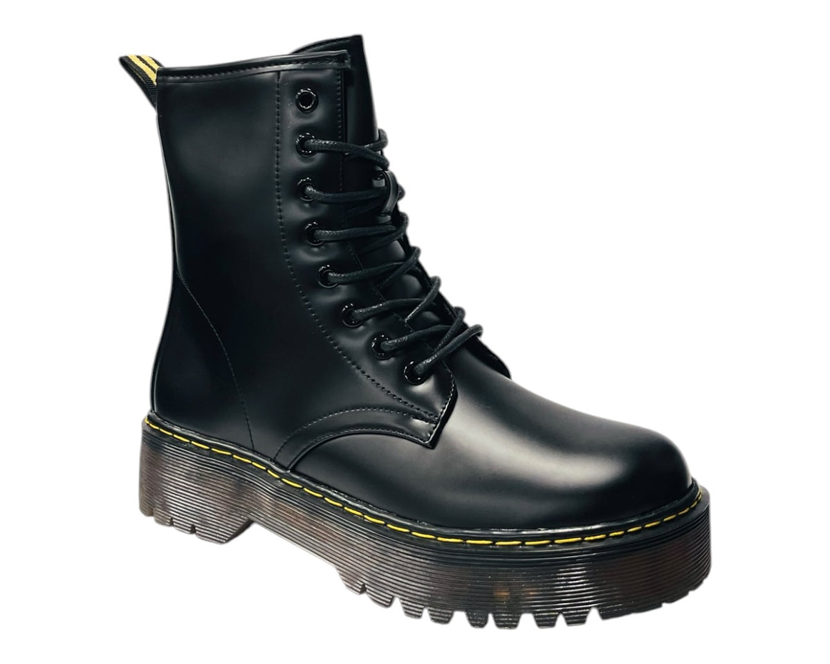 Platform Faux Leather Ankle Boots