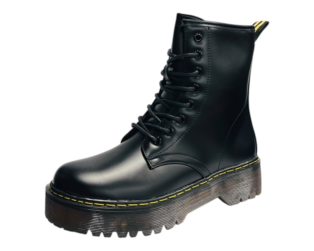 Platform Faux Leather Ankle Boots
